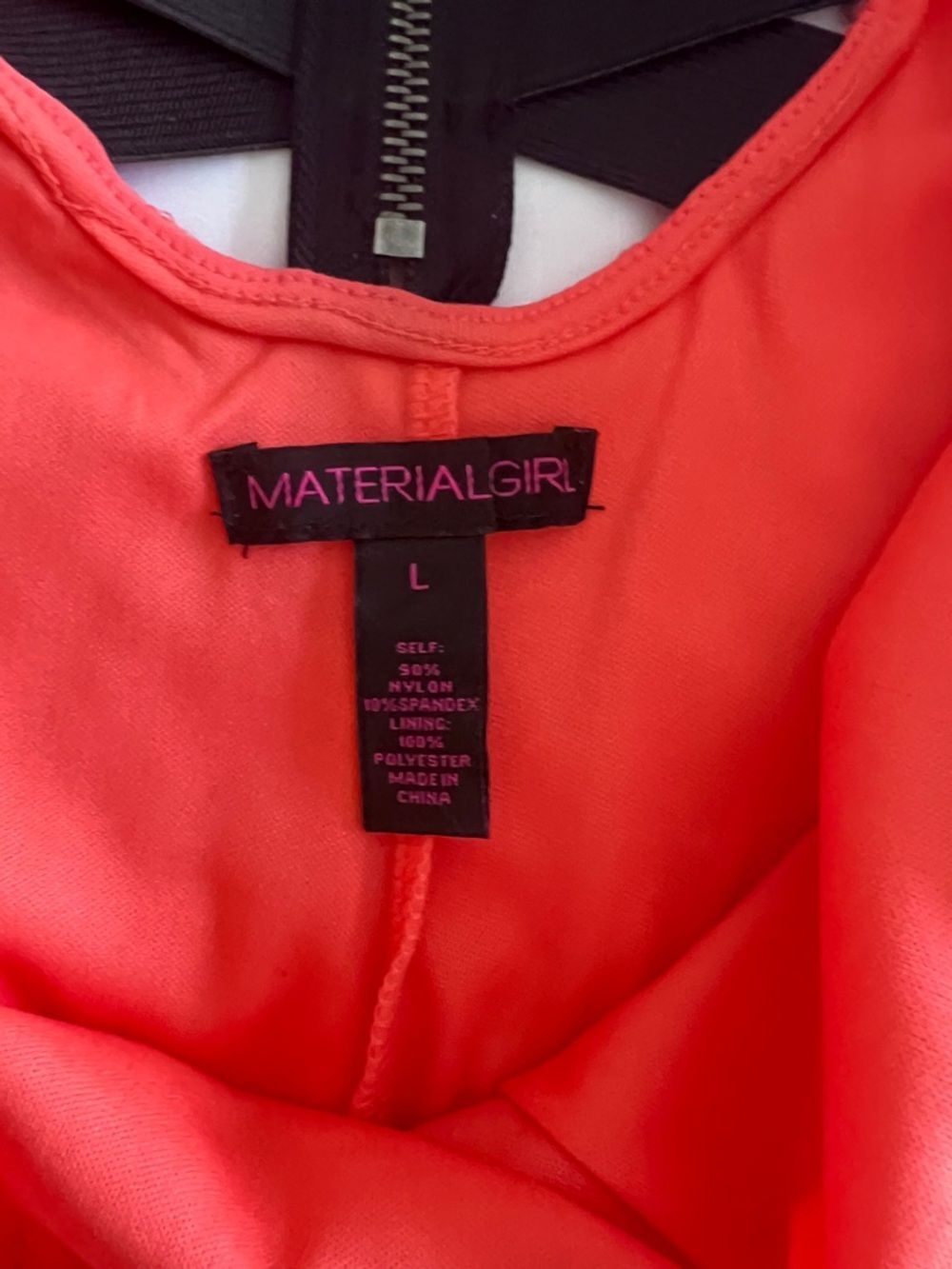 Material Girl Coral Sleeveless Bodycon Cocktail Dress Size L Fits Like M/8 - Picture 3 of 9